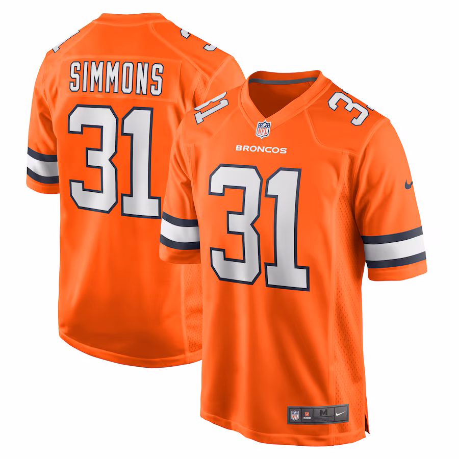 Men's Denver Broncos Justin Simmons Nike Orange Alternate Game Jersey - Jersey