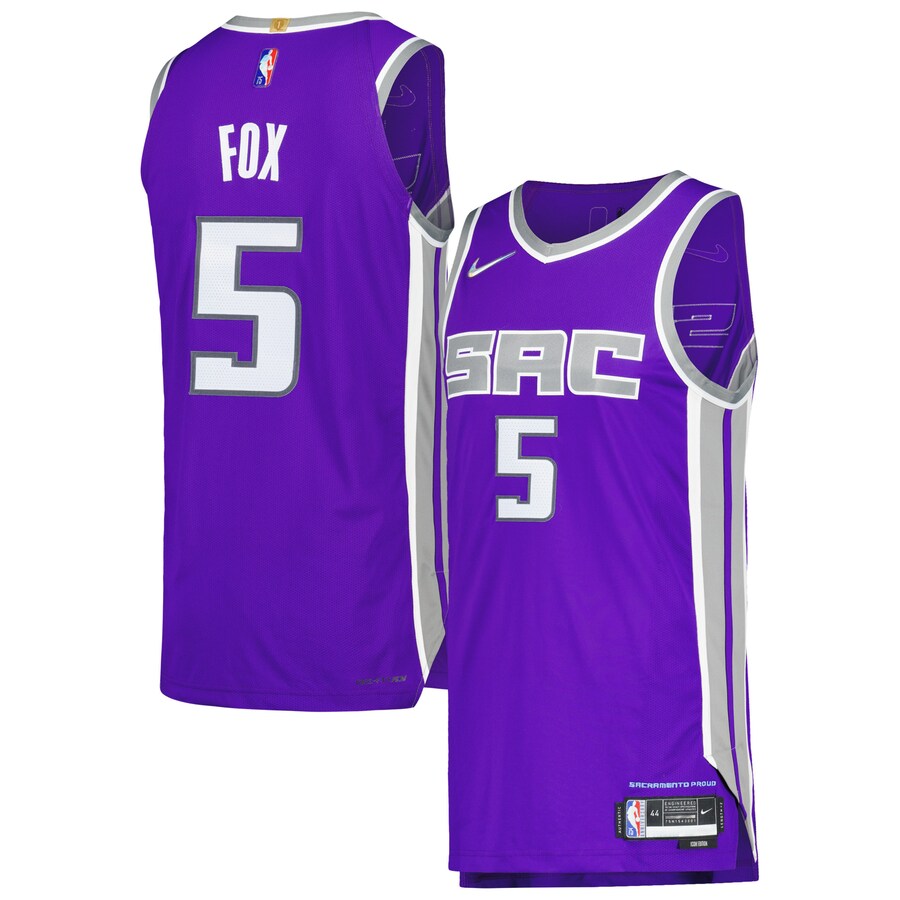Men's Sacramento Kings De'Aaron Fox Nike Purple Authentic Player Jersey - Icon Edition - Jersey