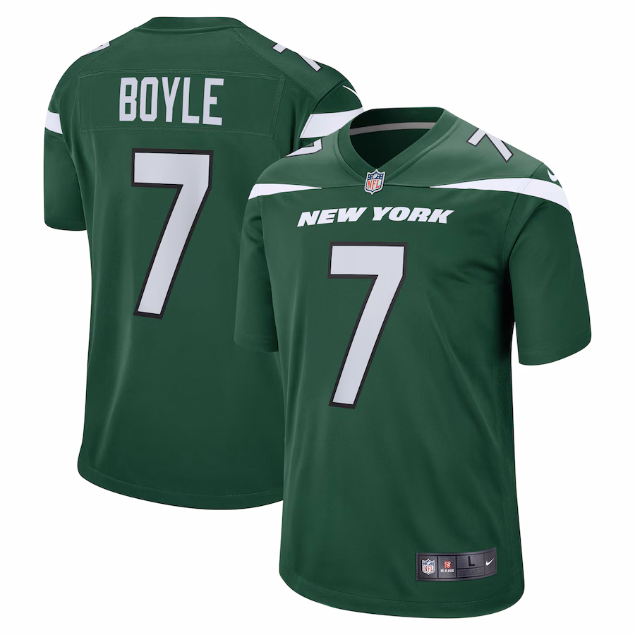 Men's New York Jets Tim Boyle Nike Gotham Green Game Jersey - Jersey