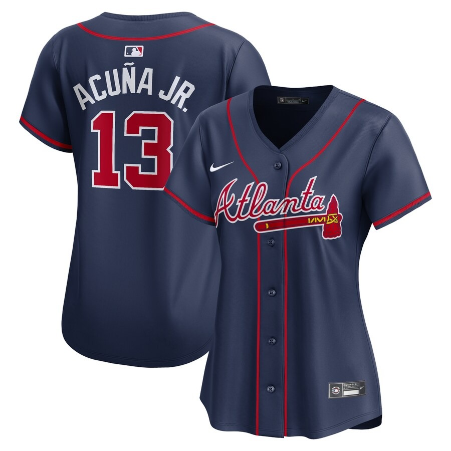 Women's Atlanta Braves Ronald Acuña Jr. Nike Navy Alternate Limited Player Jersey - Jersey