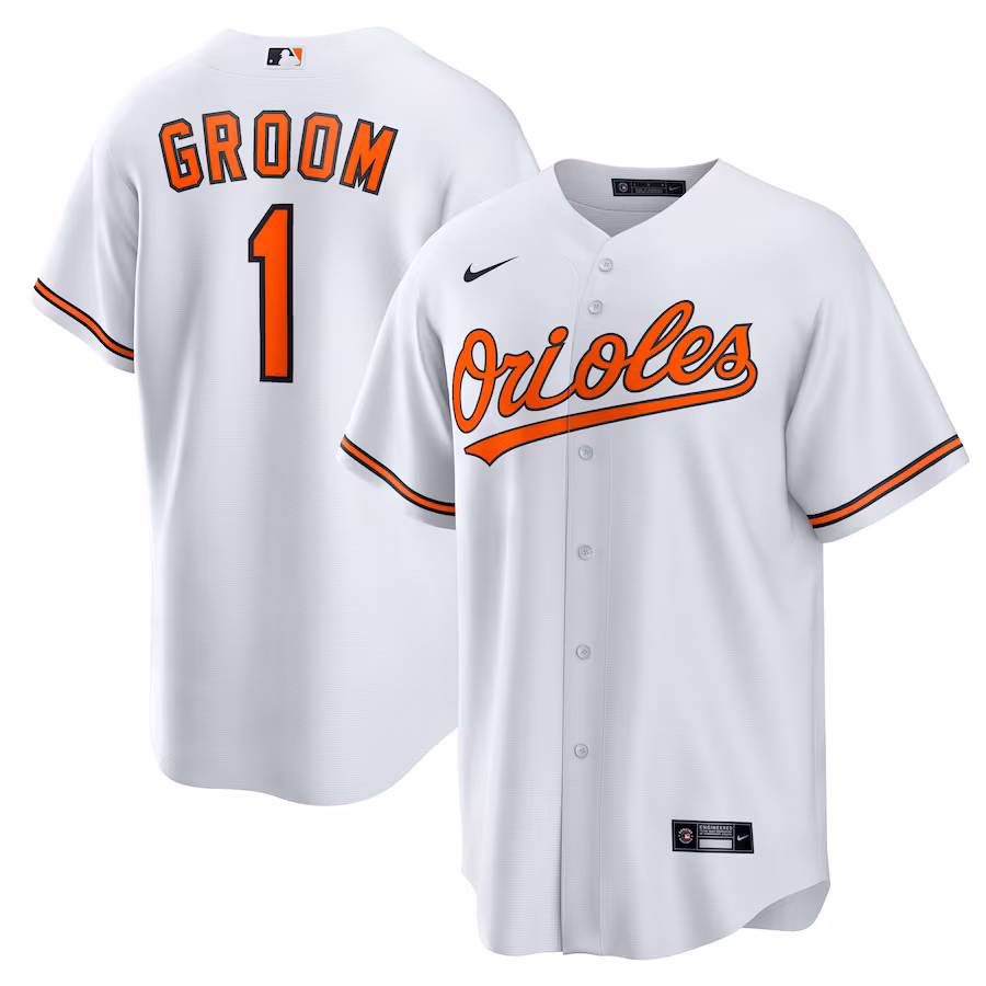 Men's Baltimore Orioles Nike White #1 Groom Home Replica Jersey - Jersey