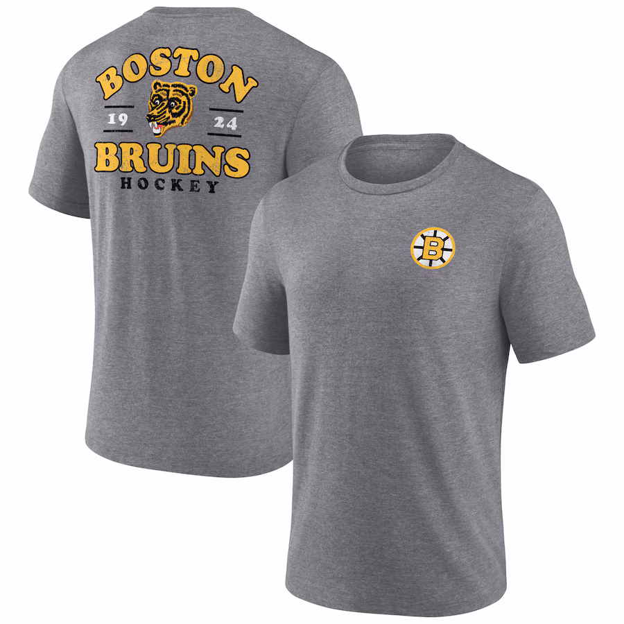 Men's Boston Bruins Fanatics Heather Gray Winger Tri-Blend T-Shirt - Jersey