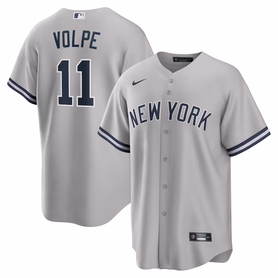 Men's New York Yankees Anthony Volpe Nike Gray Road Replica Jersey - Jersey