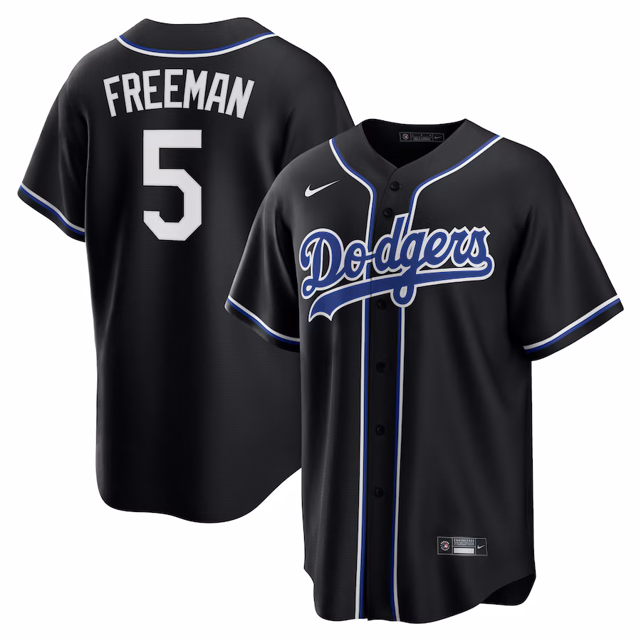 Men's Los Angeles Dodgers Freddie Freeman Nike Black Lights Out Replica Player Jersey - Jersey