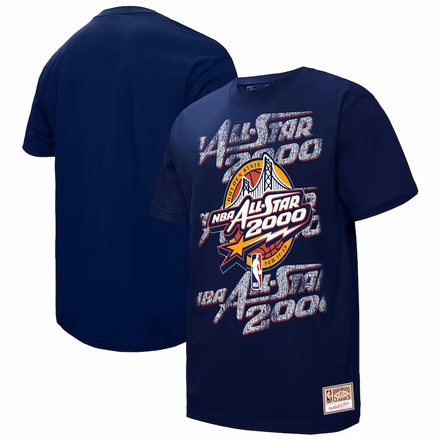 Unisex 2000 NBA All-Star Game  Mitchell & Ness Navy Distressed Hardwood Classics Throwback T-Shirt - Jersey
