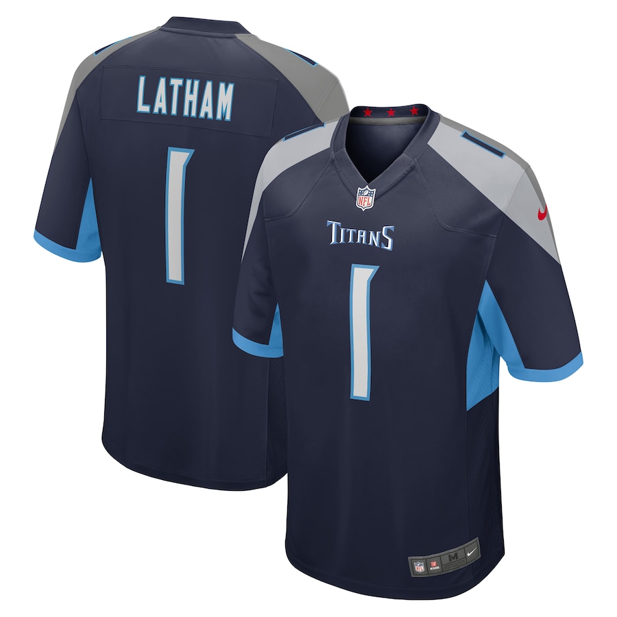 Men's Tennessee Titans JC Latham Nike Navy 2024 NFL Draft First Round Pick Player Game Jersey - Jersey