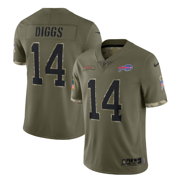Men's Buffalo Bills #14 Stefon Diggs 2022 Olive Salute To Service Limited Stitched Jersey - Jersey