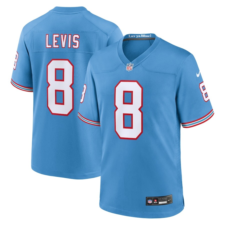 Men's Tennessee Titans Will Levis Nike Light Blue Oilers Throwback Player Game Jersey - Jersey
