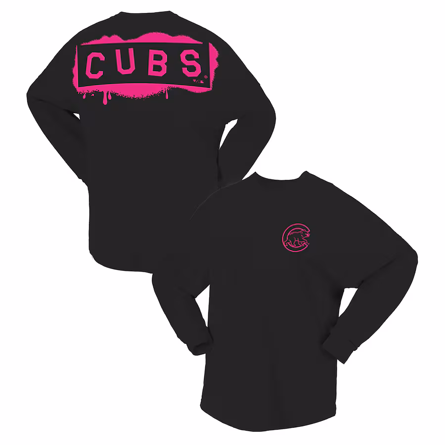 Women's Chicago Cubs Fanatics Black Neon Jersey Long Sleeve T-Shirt - Jersey