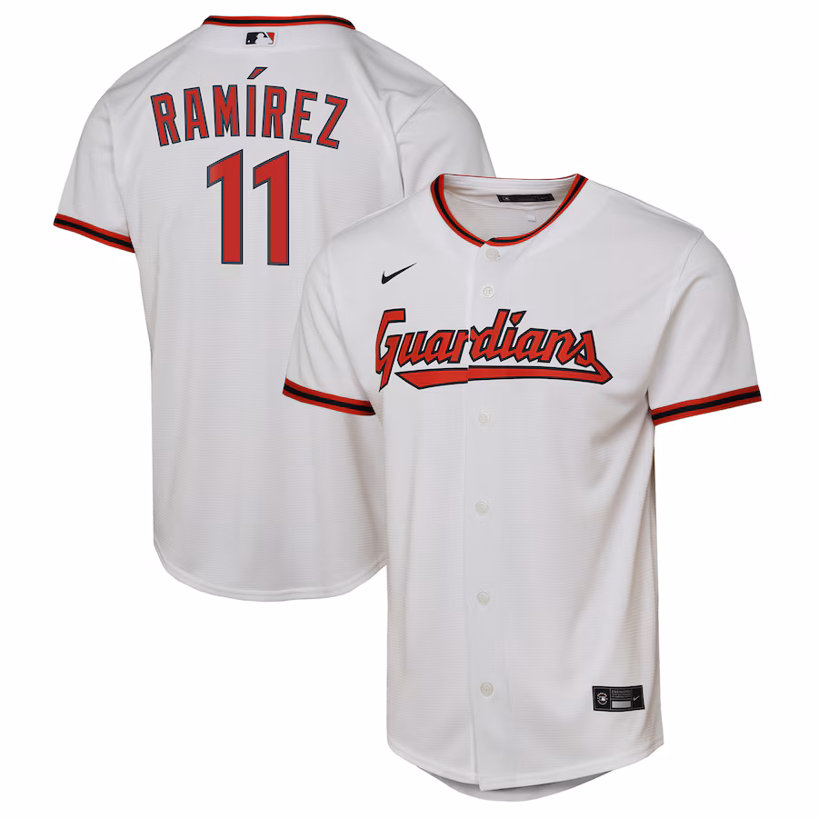 Youth Cleveland Guardians Jose Ramirez Nike White Home Replica 2.0 Player Jersey - Jersey