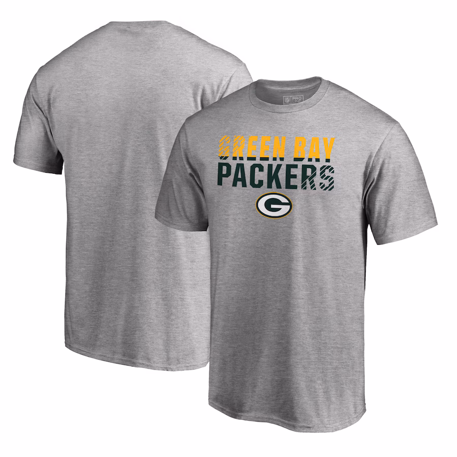 Men's Green Bay Packers Heathered Gray Iconic Collection Fade Out T-Shirt II - Jersey
