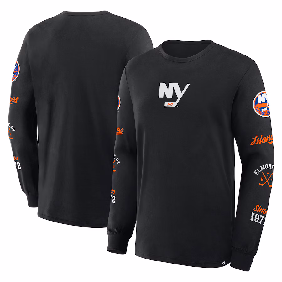 Men's New York Islanders Fanatics Black Boxed In Legacy Long Sleeve T-Shirt - Jersey