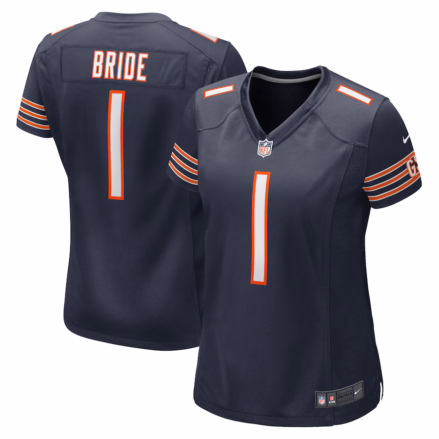 Women's Chicago Bears Number 1 Bride Nike Navy Game Jersey - Jersey
