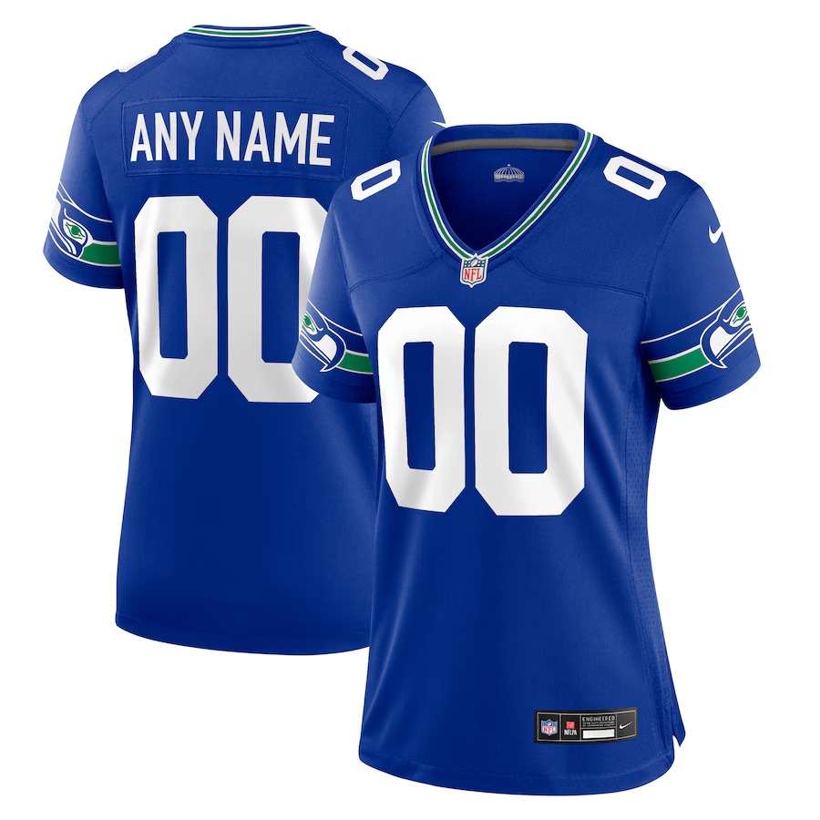 Women's Seattle Seahawks Nike Royal Throwback Custom Jersey - Jersey