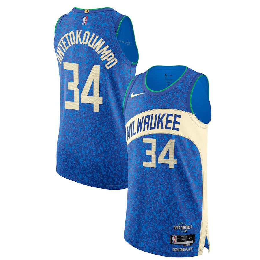 Men's Milwaukee Bucks Giannis Antetokounmpo Nike Blue  Authentic Jersey - City Edition - Jersey