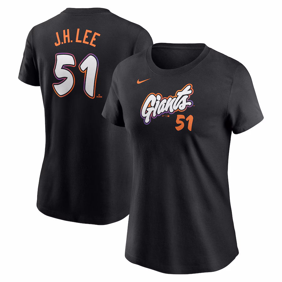 Women's San Francisco Giants Jung Hoo Lee Nike Anthracite 2025 City Connect Fuse Name & Number T-Shirt - Jersey