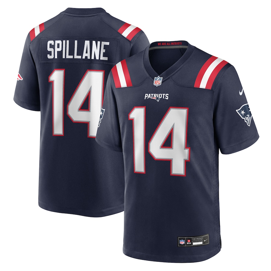Men's New England Patriots Robert Spillane Nike Navy Team Game Jersey - Jersey