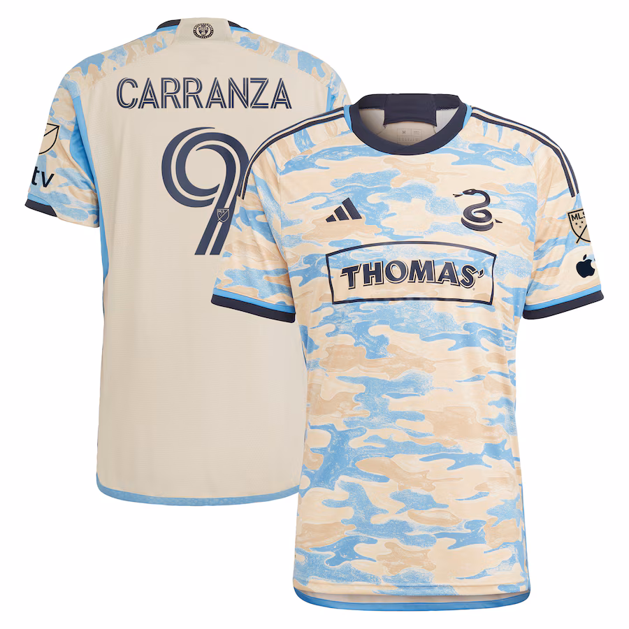Men's Philadelphia Union Julian Carranza adidas Tan 2024 For Philly Authentic Player Jersey - Jersey