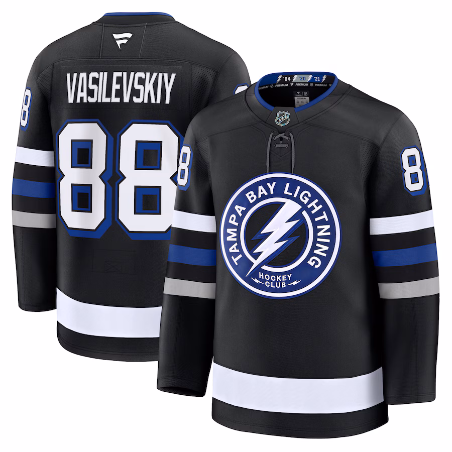 Men's Tampa Bay Lightning Andrei Vasilevskiy Fanatics Black Alternate Premium Jersey - Jersey