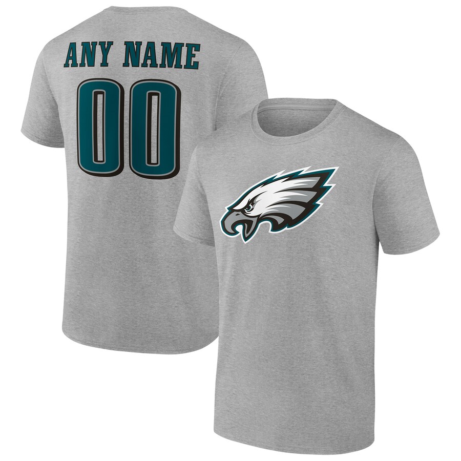 Men's Philadelphia Eagles Heathered Gray Team Authentic Custom T-Shirt - Jersey