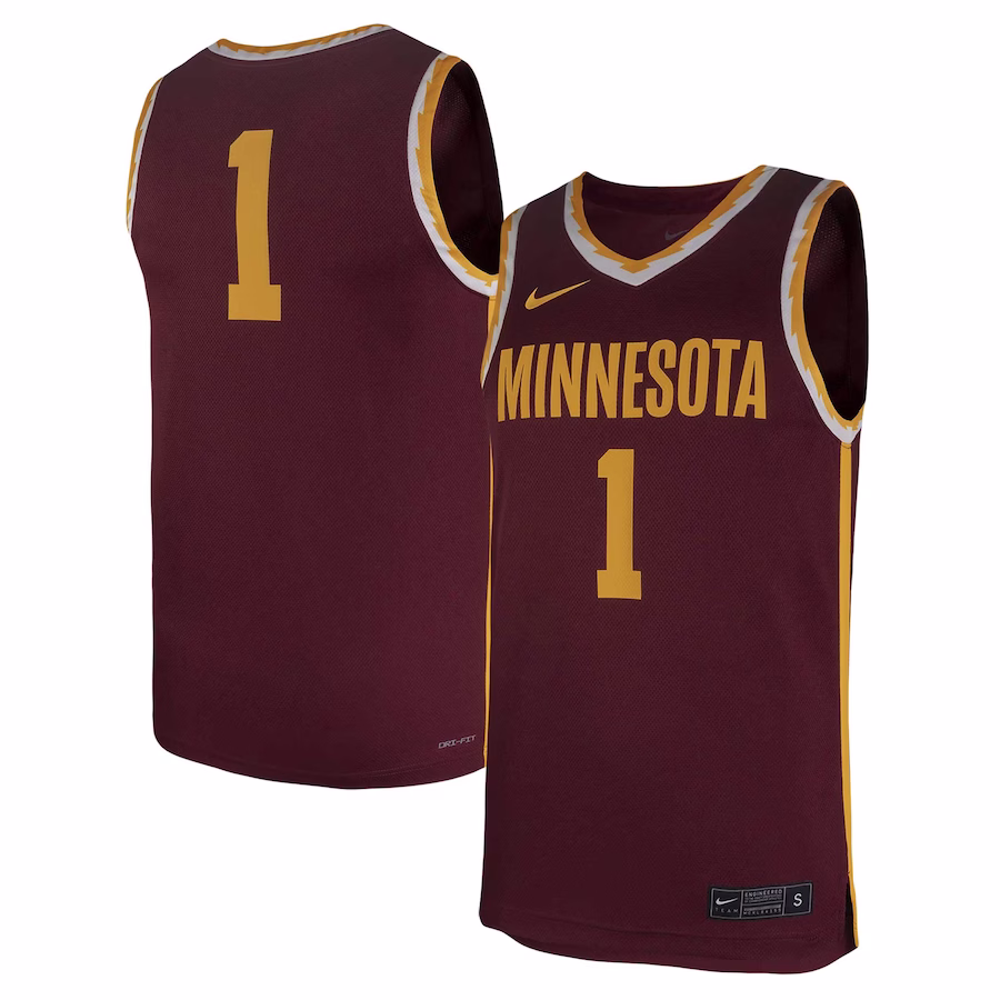 #1 Minnesota Golden Gophers Nike Team Replica Basketball Jersey - Maroon - Jersey