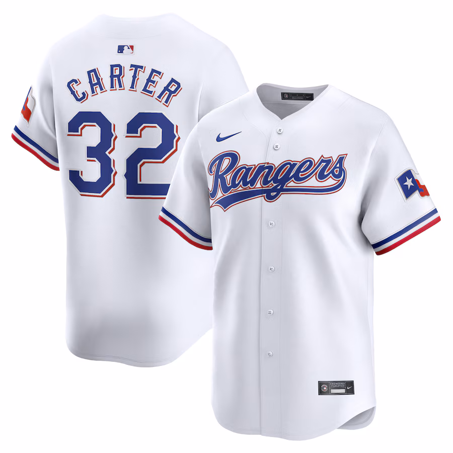 Men's Texas Rangers Evan Carter Nike White Home Limited Player Jersey - Jersey