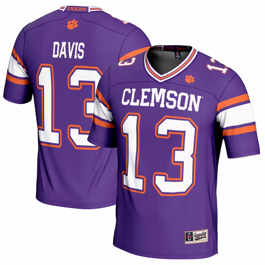 Tyler Davis Clemson Tigers GameDay Greats NIL Player Football Jersey - Purple - Jersey