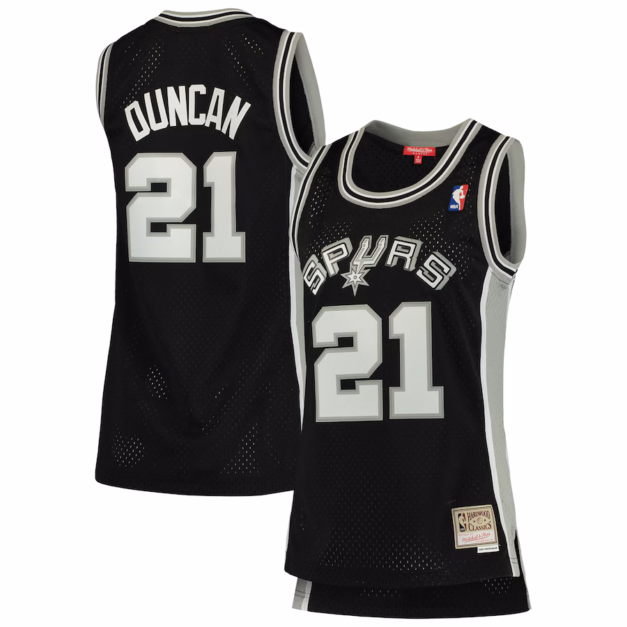 Women's San Antonio Spurs Tim Duncan Mitchell & Ness Black 1998/99 Hardwood Classics Swingman Jersey - Jersey