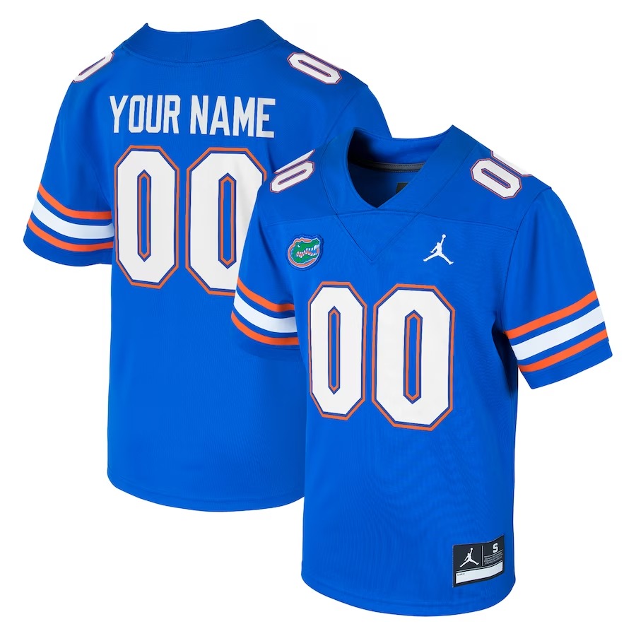 Florida Gators Jordan Brand Youth  Custom Football Game Jersey – Royal - Jersey