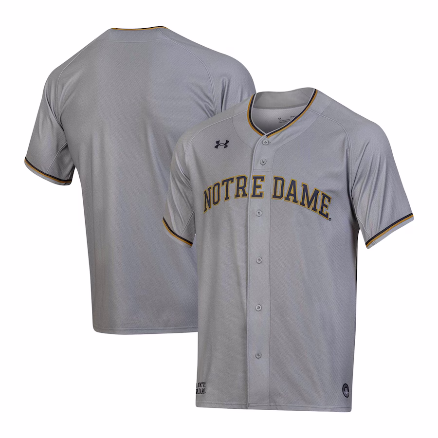 Notre Dame Fighting Irish Under Armour Replica Baseball Jersey - Gray - Jersey