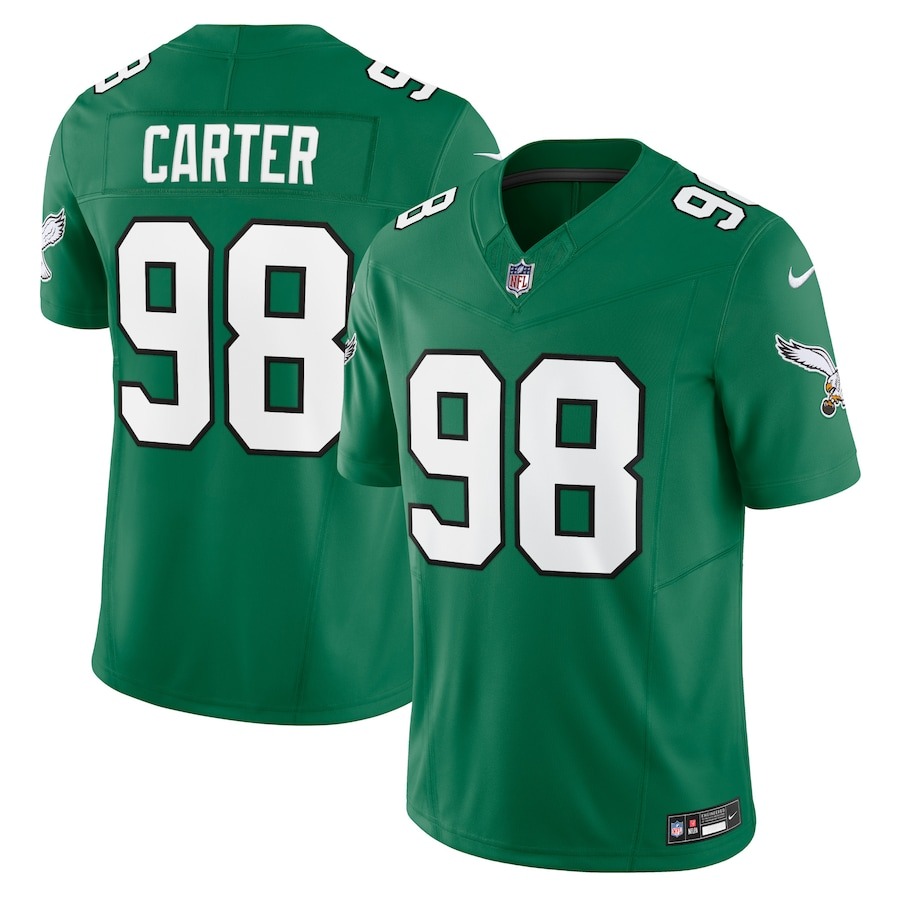 Men's Philadelphia Eagles Jalen Carter Nike Kelly Green Alternate Vapor F.U.S.E. Limited Jersey - Jersey