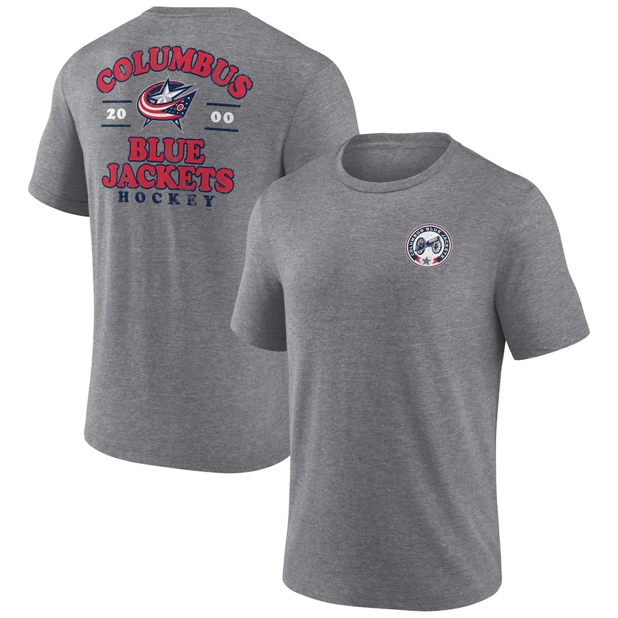 Men's Columbus Blue Jackets Fanatics Heather Gray Winger Tri-Blend T-Shirt - Jersey