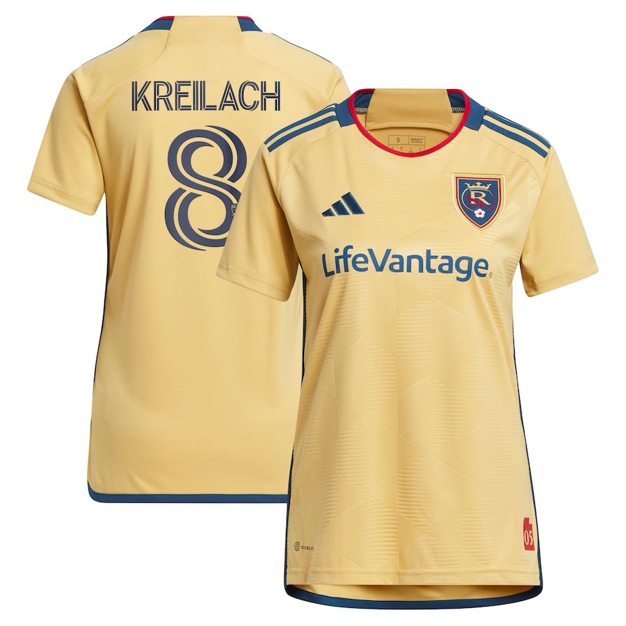 Women's Real Salt Lake Damir Kreilach adidas Gold 2023 The Beehive State Kit Replica Player Jersey - Jersey