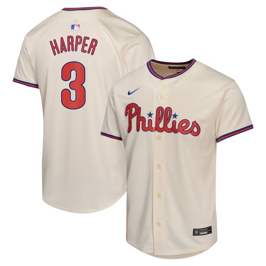 Youth Philadelphia Phillies Bryce Harper Nike Cream Alternate Limited Player Jersey - Jersey