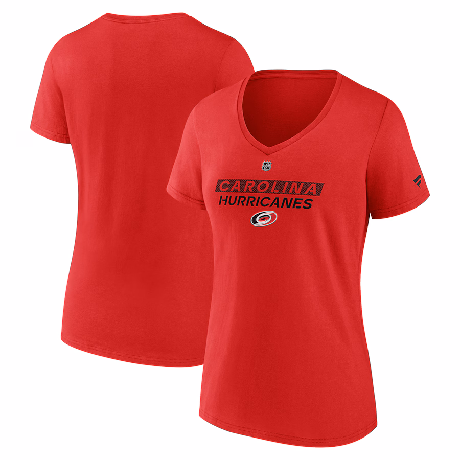 Women's Carolina Hurricanes Fanatics Red Authentic Pro Core Primary V-Neck T-Shirt - Jersey