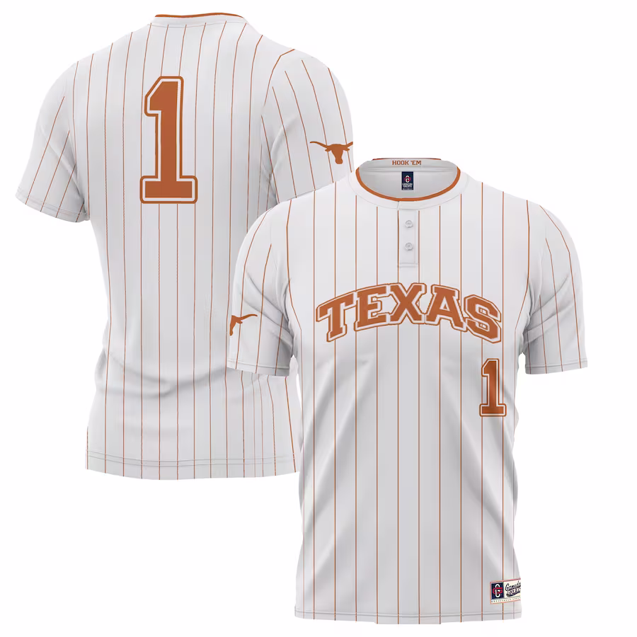 #1 Texas Longhorns GameDay Greats Youth Lightweight Softball Jersey - White - Jersey