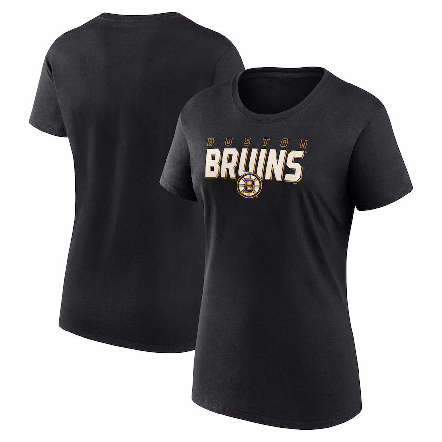Women's Boston Bruins Black Launch Scoop Neck T-Shirt - Jersey