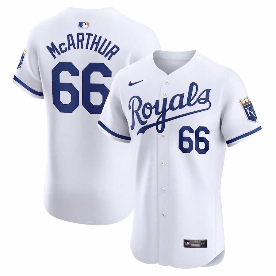 Men's Kansas City Royals James Macarthur Nike White Home Elite Player Jersey - Jersey