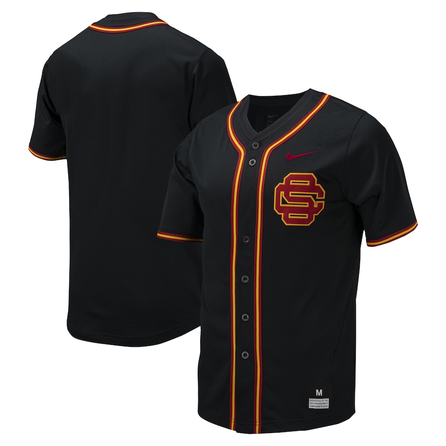 USC Trojans Nike Replica Full-Button Baseball Jersey - Black - Jersey
