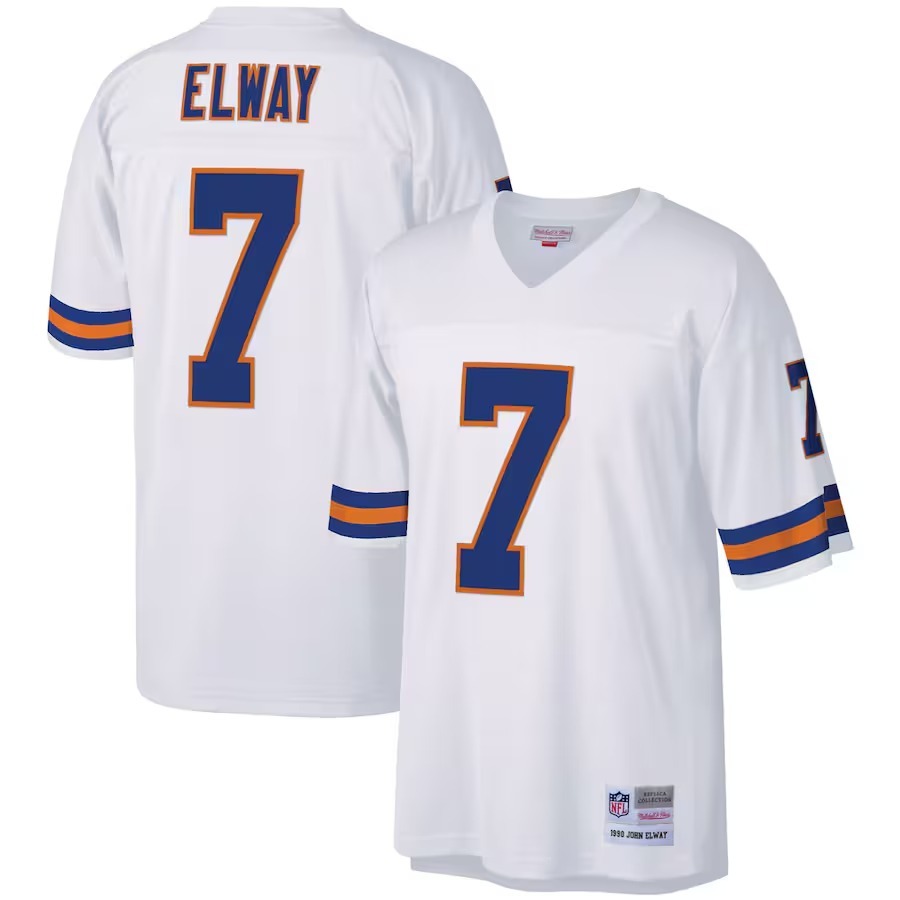 Men's Denver Broncos John Elway Mitchell & Ness White 1990 Legacy Replica Jersey - Jersey