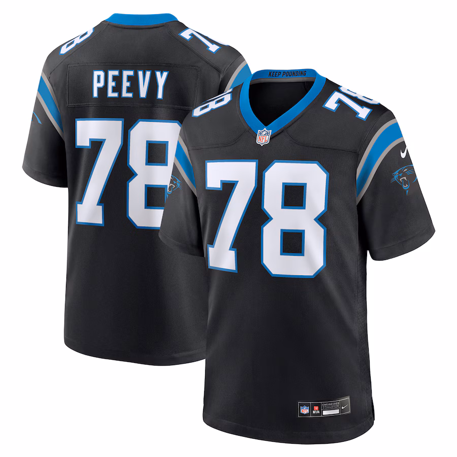 Men's Carolina Panthers Jayden Peevy Nike  Black  Game Jersey - Jersey