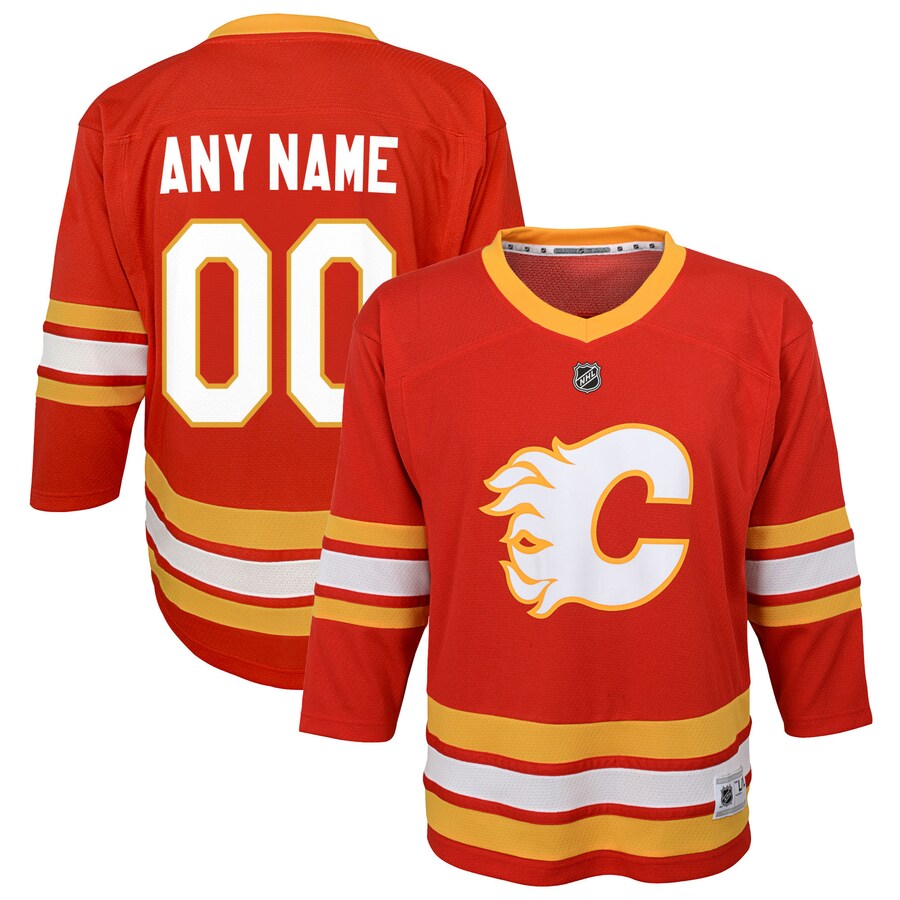 Youth Calgary Flames Red Home Replica Custom Jersey - Jersey