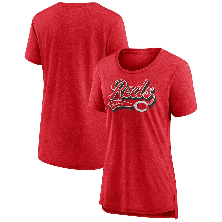Women's Cincinnati Reds Red League Leader Tri-Blend T-Shirt - Jersey