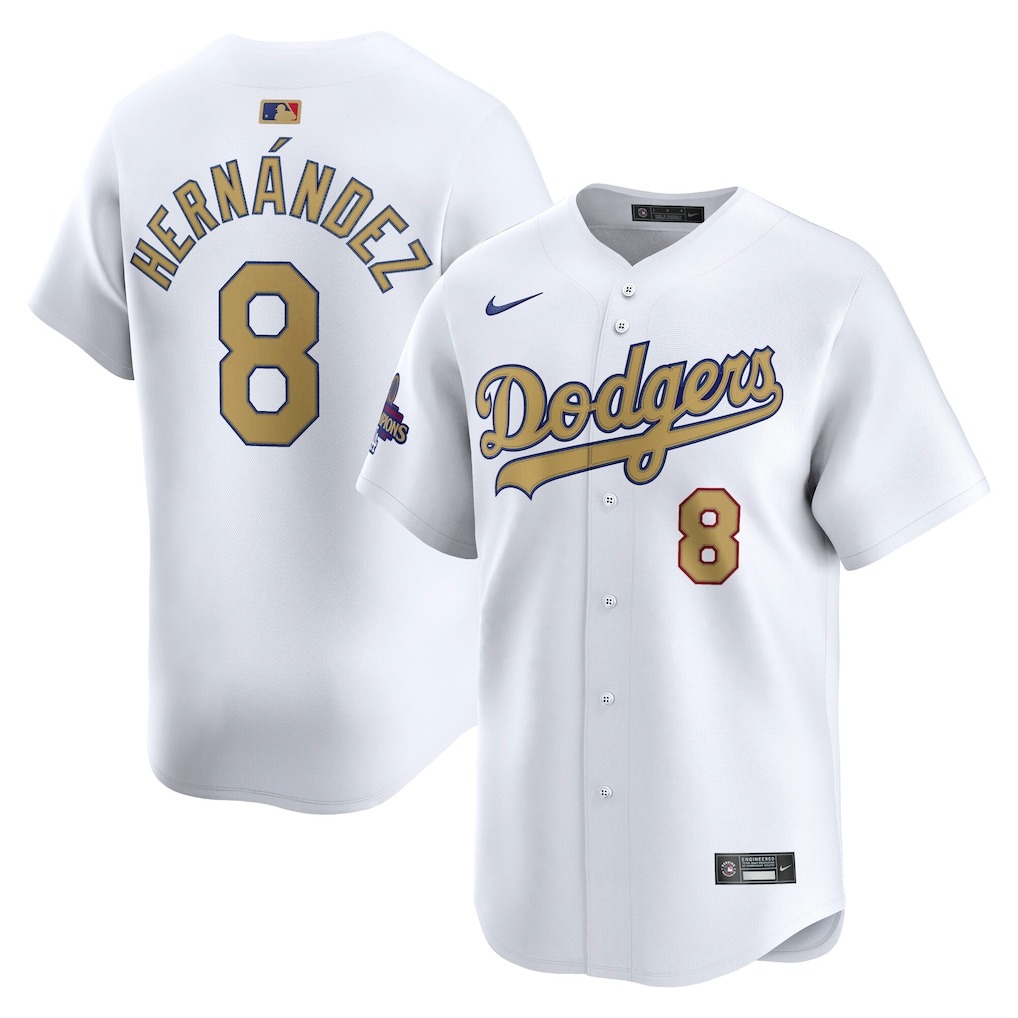 Men's Los Angeles Dodgers Enrique Hernández Nike White 2025 Gold Collection Limited Jersey - Jersey