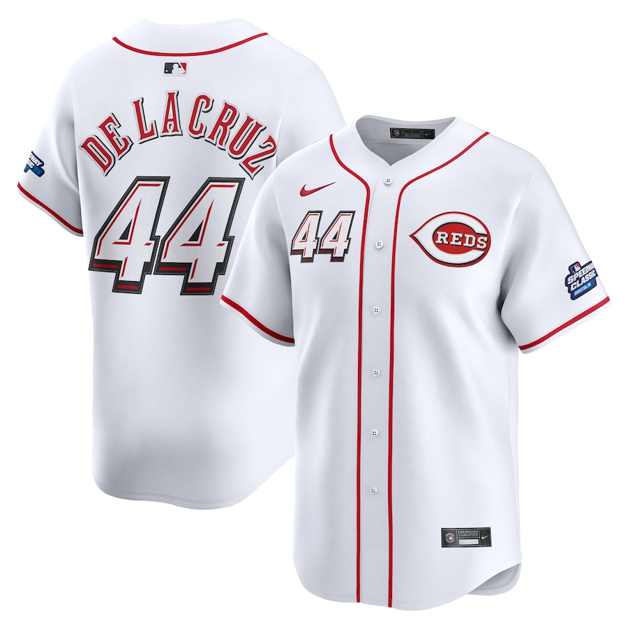 Men's Cincinnati Reds Elly De La Cruz Nike White 2025 MLB Speedway Classic Home Replica Jersey - Jersey
