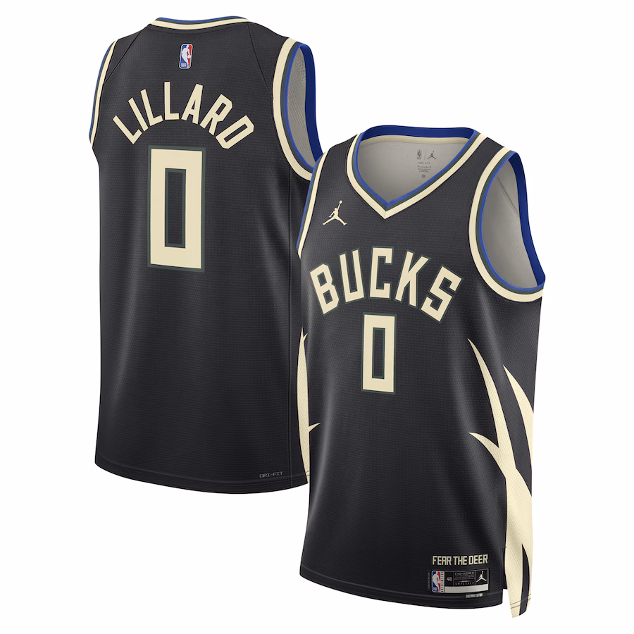 Unisex Milwaukee Bucks Damian Lillard Jordan Brand Black Swingman Player Jersey - Statement Edition - Jersey