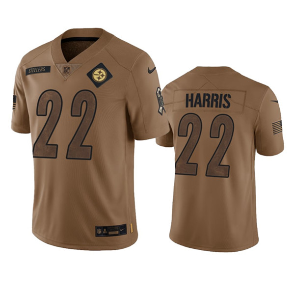 Men's Pittsburgh Steelers #22 Najee Harris 2023 Brown Salute To Service Limited Football Stitched Jersey - Jersey