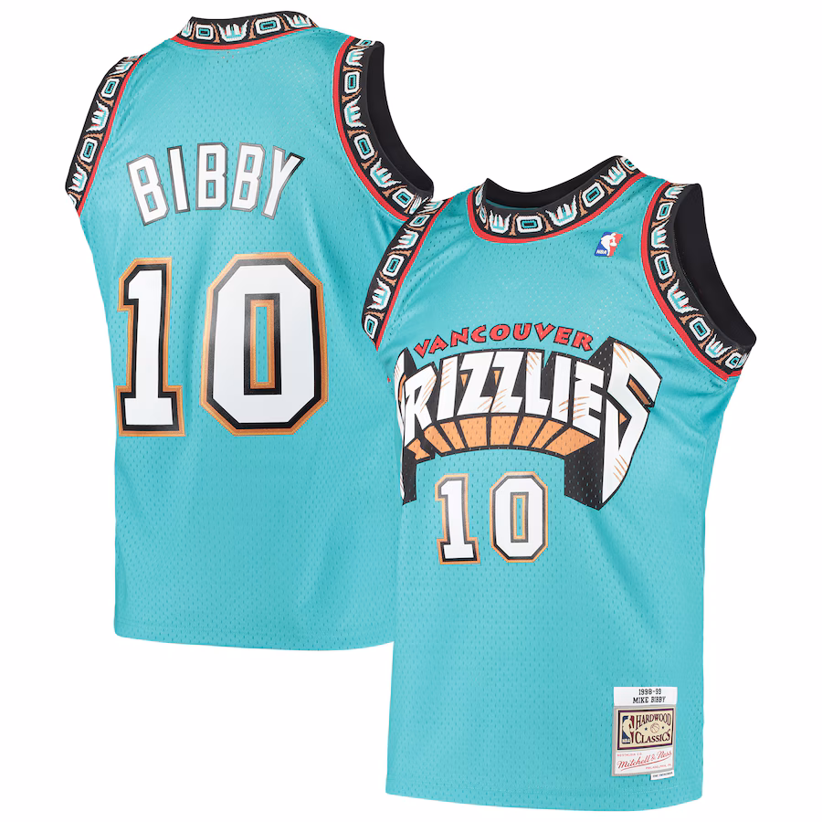 Men's Vancouver Grizzlies Mike Bibby Mitchell & Ness Turquoise Hardwood Classics Swingman Jersey - Jersey