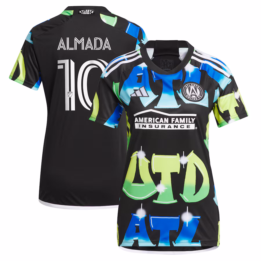 Women's Atlanta United FC Thiago Almada adidas Black 2023 The 404 Replica Player Jersey - Jersey
