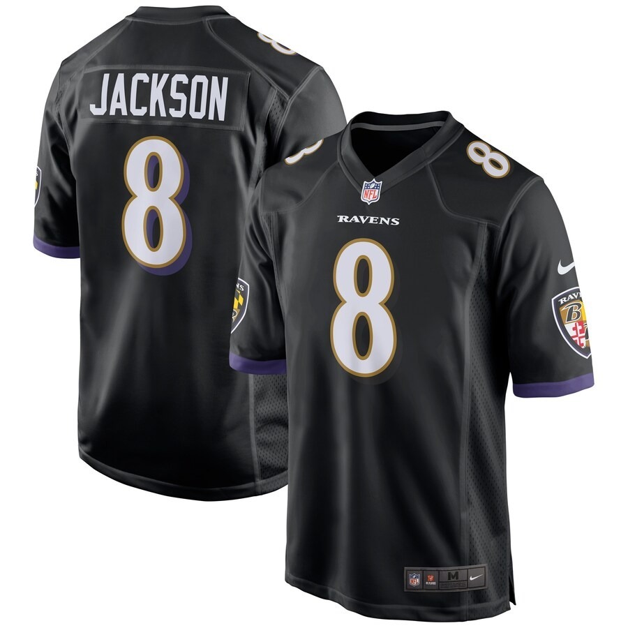 Men's Baltimore Ravens Lamar Jackson Nike Black Game Jersey - Jersey